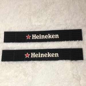 Heineken Bar Mats Set of Two 3.5x24 Bar Rail Spill Grip Mat Beer 🍺 Drinks 🍹